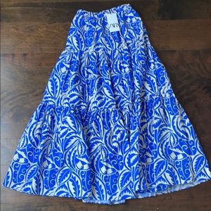 Zara blue printed maxi skirt
